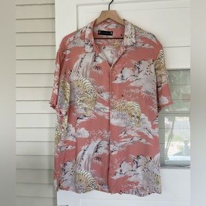 Mens All Saints Borneo Japanese Tiger Short Sleeve - Large